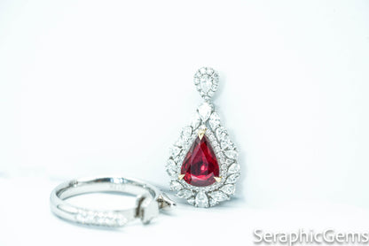 "Timeless Elegance: Pear-Shaped Pigeon Blood Ruby Ring in 18K Gold"