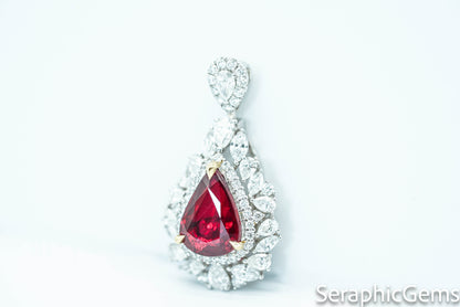 "Timeless Elegance: Pear-Shaped Pigeon Blood Ruby Ring in 18K Gold"