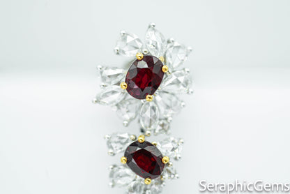 "Royal Elegance: Pigeon Blood Ruby and Diamond Halo Earrings"