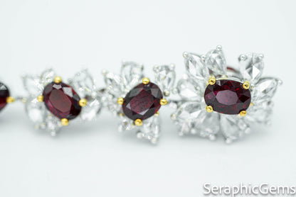 "Royal Elegance: Pigeon Blood Ruby and Diamond Halo Earrings"