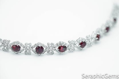 "Opulent Elegance: Pigeon Blood Ruby and Diamond 18K Gold Bracelet"