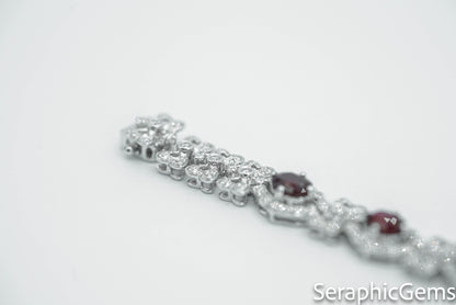 "Opulent Elegance: Pigeon Blood Ruby and Diamond 18K Gold Bracelet"