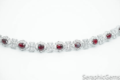 "Opulent Elegance: Pigeon Blood Ruby and Diamond 18K Gold Bracelet"