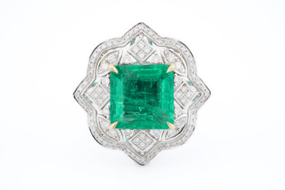 18k Gold Diamond-Set Convertible Emerald Ring