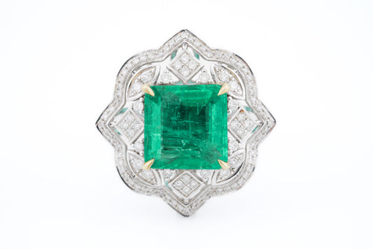 18k Gold Diamond-Set Convertible Emerald Ring