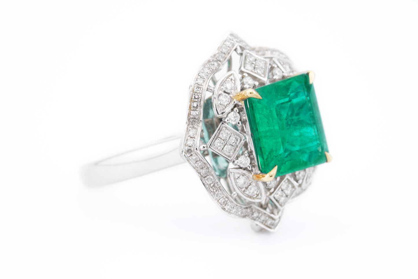 18k Gold Diamond-Set Convertible Emerald Ring