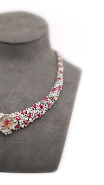 Unleash Pure Elegance: The Untreated Pigeon Blood Ruby Necklace with Petal Design