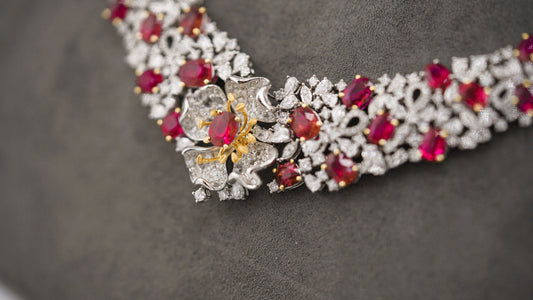 Unleash Pure Elegance: The Untreated Pigeon Blood Ruby Necklace with Petal Design