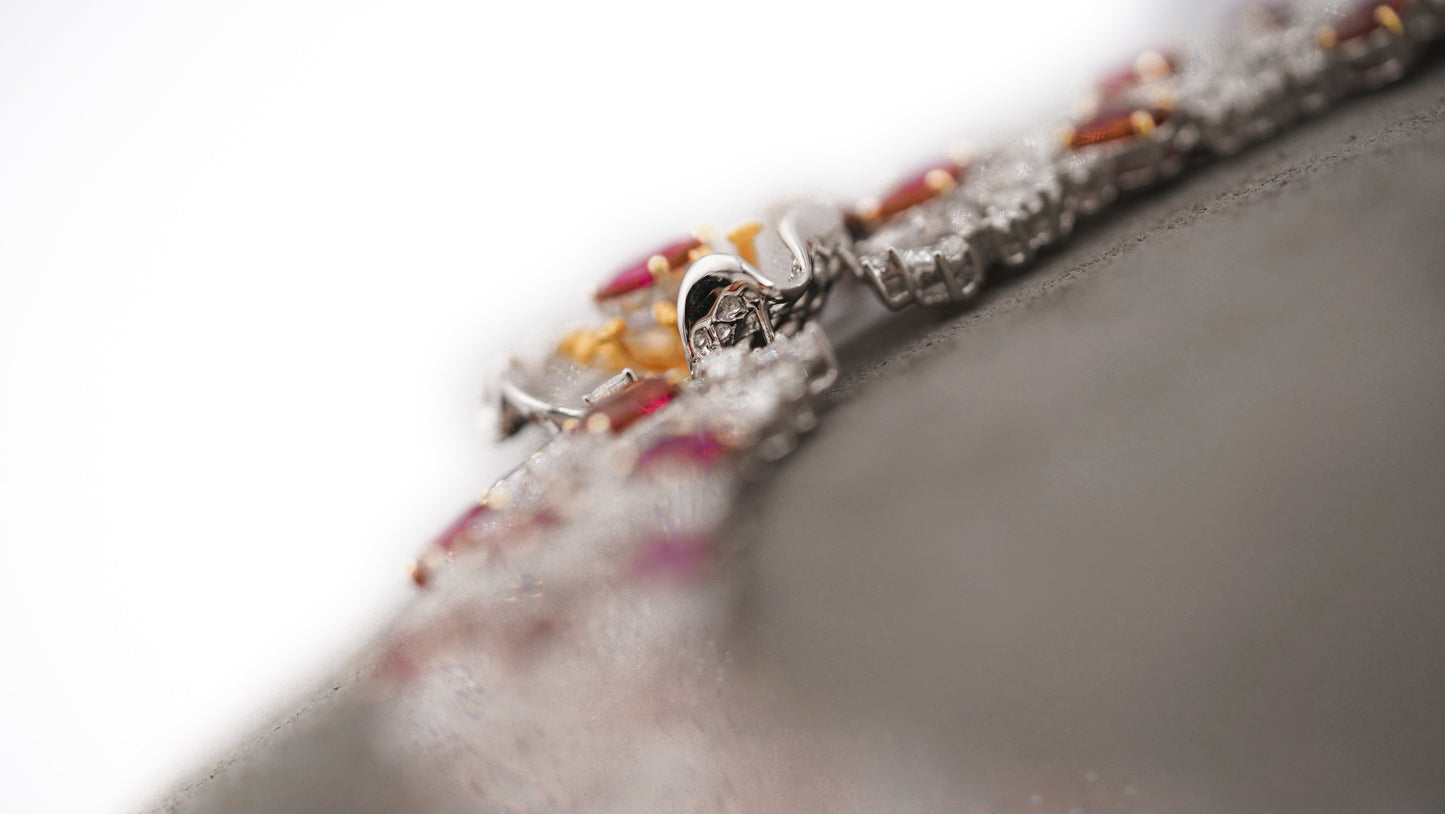 Unleash Pure Elegance: The Untreated Pigeon Blood Ruby Necklace with Petal Design